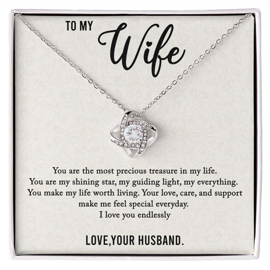 To my Wife-precious treasure-Love Knot necklace