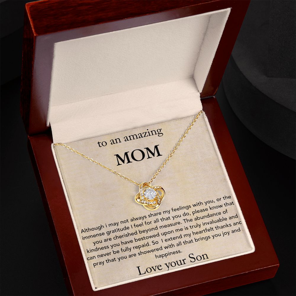 To mom-I may not always share-Love knot necklace