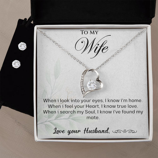 To my Wife-I know true love-Forever love necklace + earrings