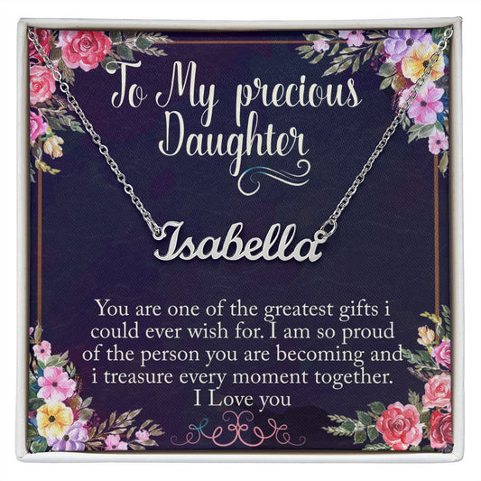 To Daughter-I treasure every moment together-Custom name necklace