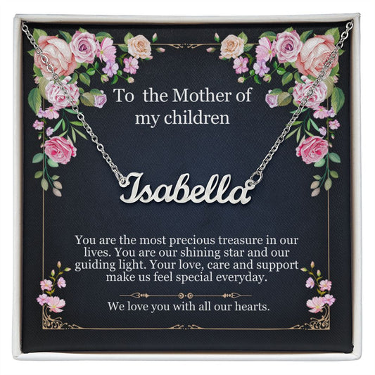 To the mother of my children-You are the most precious treasure-Personalised necklace